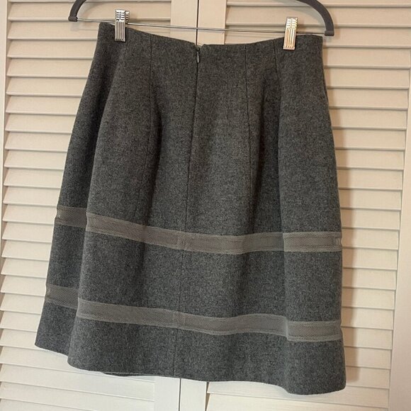 MADEWELL Heather Gray Structured Wool TURNOUT SKIRT 2 Mesh Inset Full Flare - Picture 6 of 10